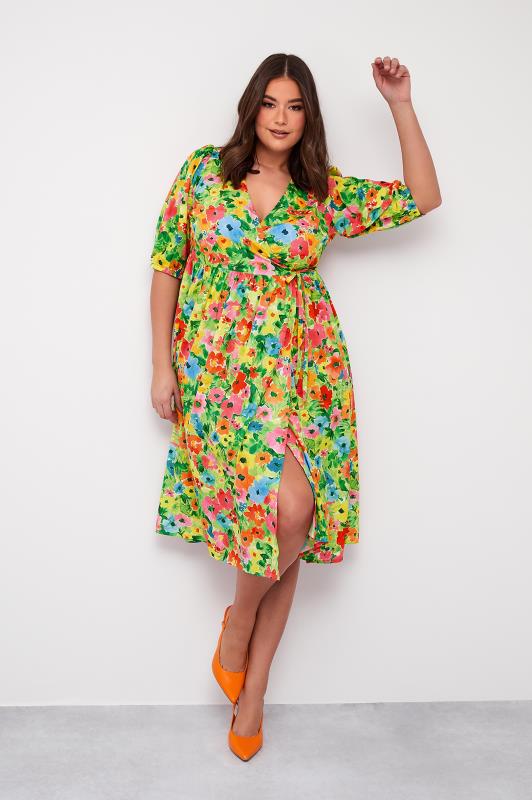 LIMITED COLLECTION Plus Size Curve Green Floral Midaxi Dress | Yours Clothing 1
