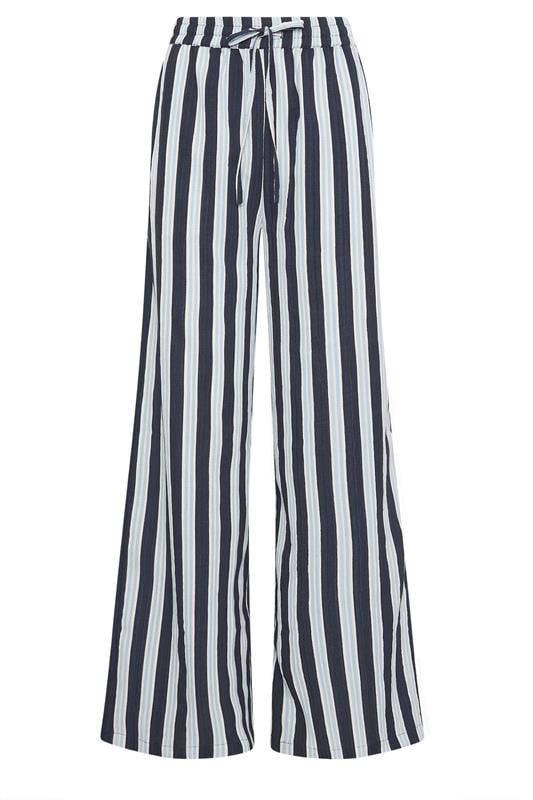 LTS Tall Women's Blue Stripe Textured Wide Leg Trousers | Long Tall Sally  6