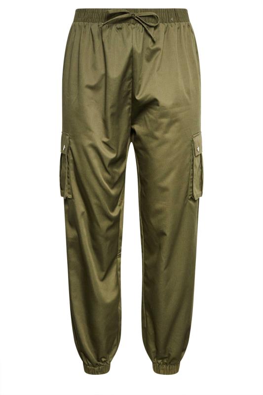 YOURS Curve Khaki Green Cuffed Cargo Trousers | Yours Clothing 5
