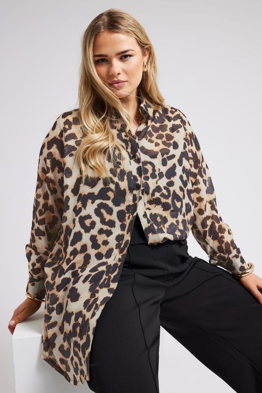  Grande Taille YOURS LONDON Curve Natural Brown Leopard Print Shirt
