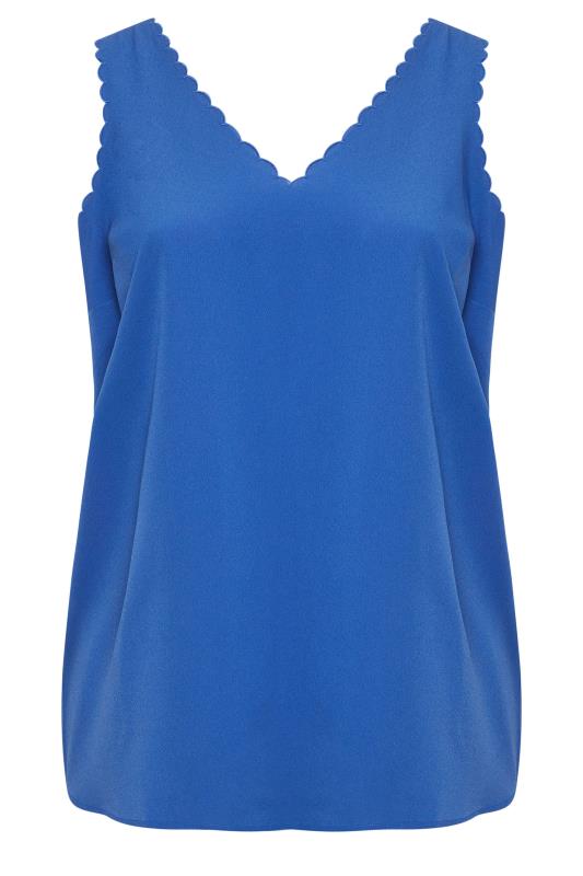 YOURS Plus Size Cobalt Blue Scallop Trim Cami Top | Yours Clothing 5