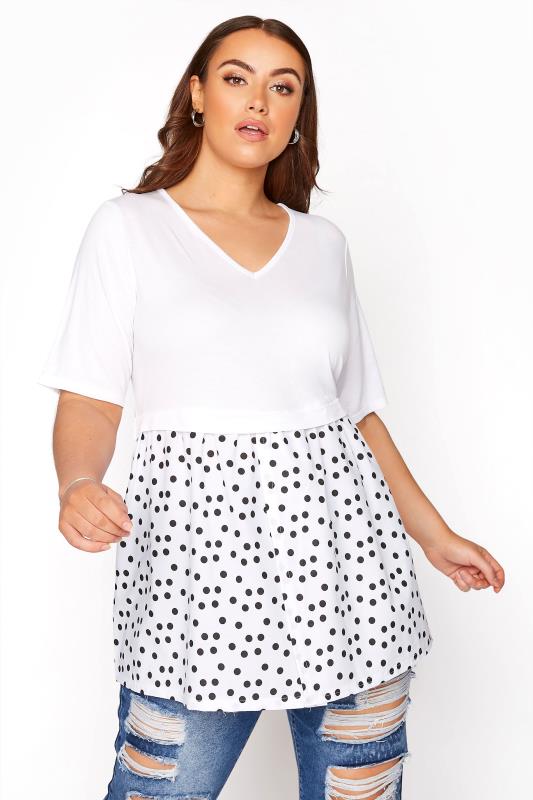 LIMITED COLLECTION White Polka Dot Peplum Top_A.jpg