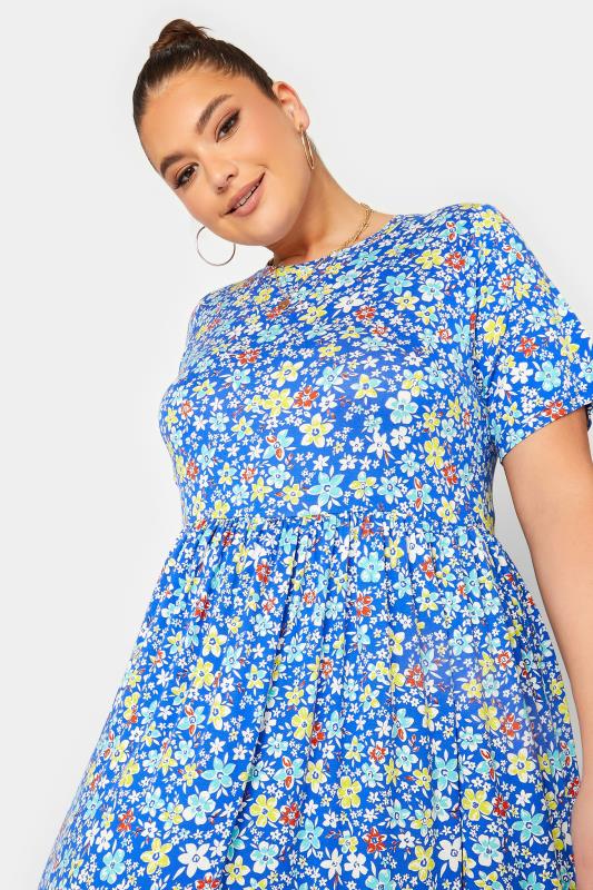 YOURS Curve Blue Floral Smock Dress | Yours Clothing  4