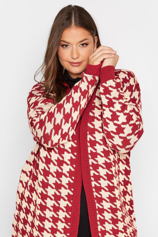 Plus Size Red Dogtooth Check Cardigan | Yours Clothing 4