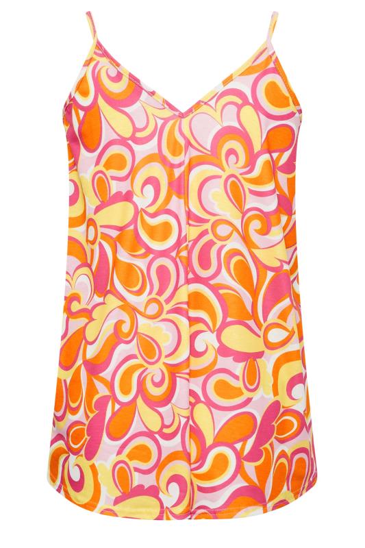 LIMITED COLLECTION Plus Size Orange Abstract Print Strappy Cami Top | Yours Clothing 7