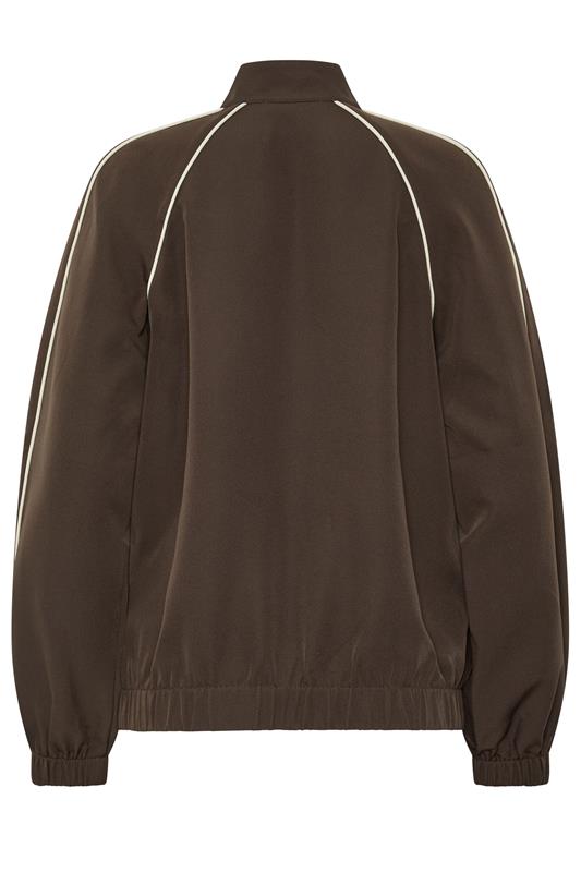 LTS Tall Women's Chocolate Brown Piped Funnel Neck Jacket | Long Tall Sally 2