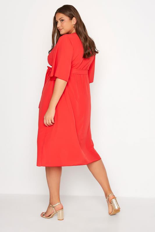 YOURS LONDON Curve Bright Red Midi Wrap Dress 3