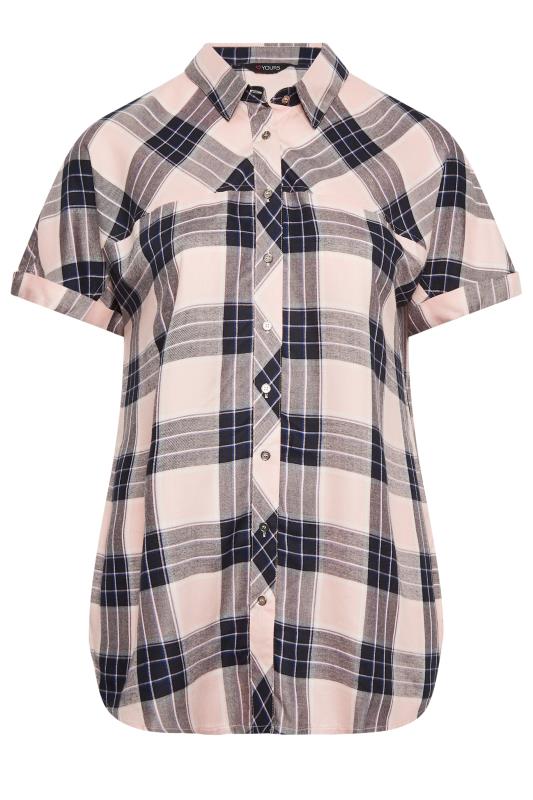 YOURS Plus Size Curve Pink Check Short Sleeve Shirt | Yours Clothing  6
