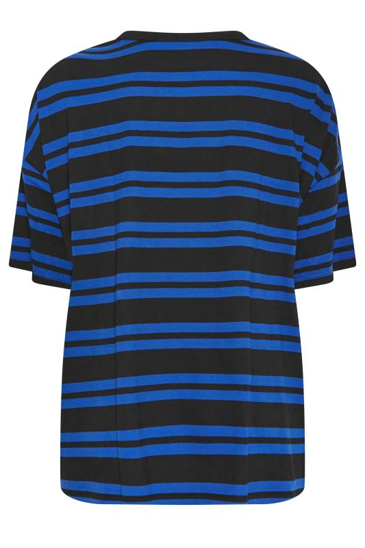 YOURS Plus Size Cobalt Blue Double Stripe T-Shirt | Yours Clothing 7