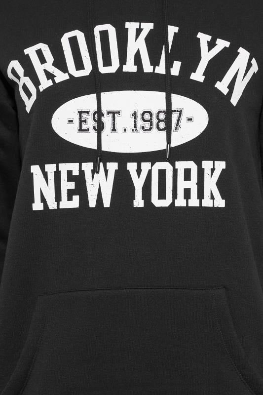 Plus Size Black 'Brooklyn New York' Slogan Hoodie Dress | Yours Clothing 5