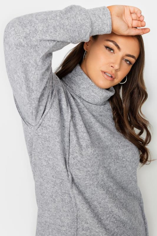 YOURS Plus Size Grey Soft Touch Turtleneck Sweatshirt | Yours Clothing 4