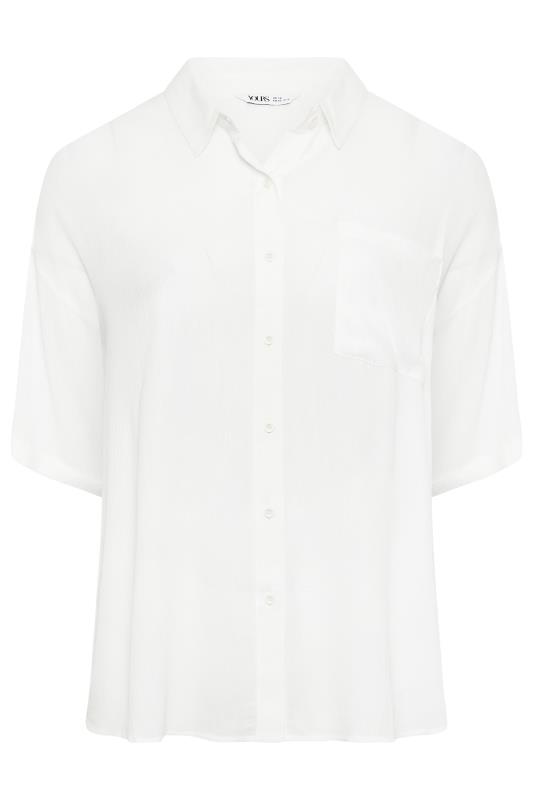 YOURS Curve White Short Sleeve Crinkle Shirt | Yours Clothing 6