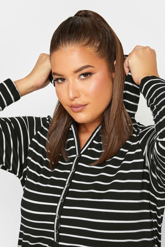 Plus Size Black Stripe Hoodie | Yours Clothing 4