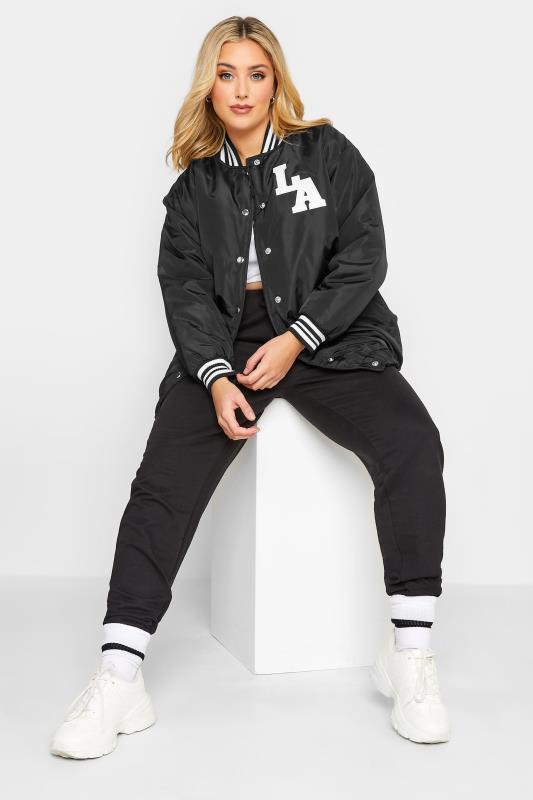LIMITED COLLECTION Plus Size Black 'LA' Bomber Jacket | Yours Clothing 2
