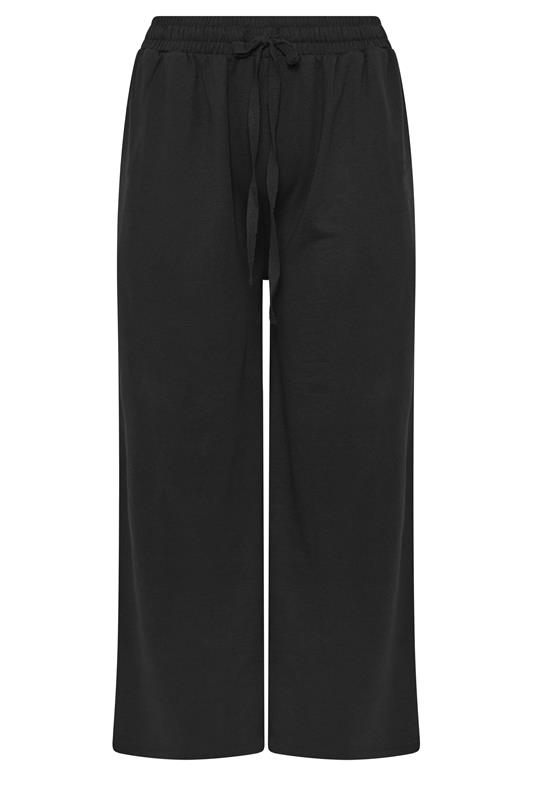 YOURS Plus Size Black Drawstring Wide Leg Joggers | Yours Clothing 5