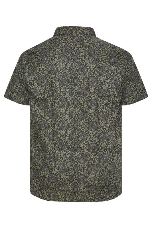 BEN SHERMAN Big & Tall Black & Khaki Green Floral Print Shirt 4