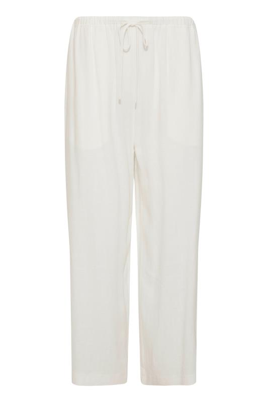 LTS Tall White Linen Blend Cropped Trousers 4