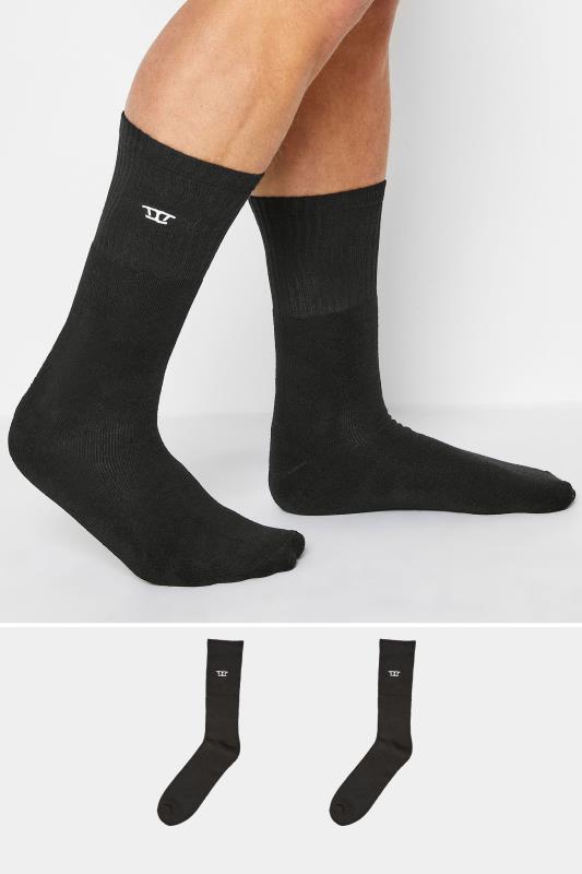  Grande Taille D555 2 PACK Black Sports Socks