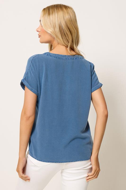 M&Co Denim Blue Button Front Blouse | M&Co 2