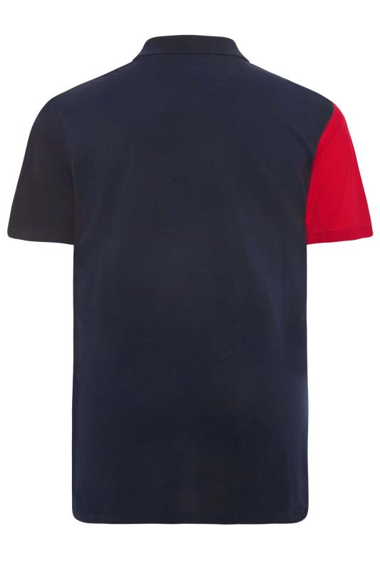 BadRhino Big & Tall Navy Blue & Red Striped Polo Shirt 3