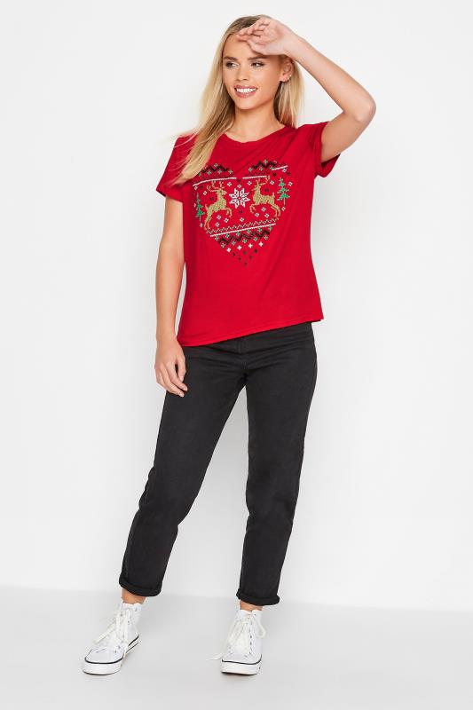 Petite Red Fairlise Christmas Heart T-Shirt | PixieGirl 2