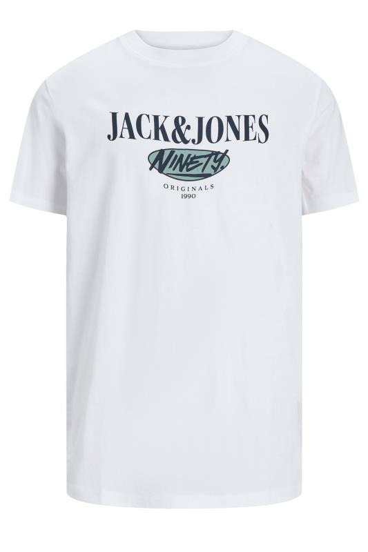 JACK & JONES Big & Tall White 'Ninety' Short Sleeve T-Shirt | BadRhino 2