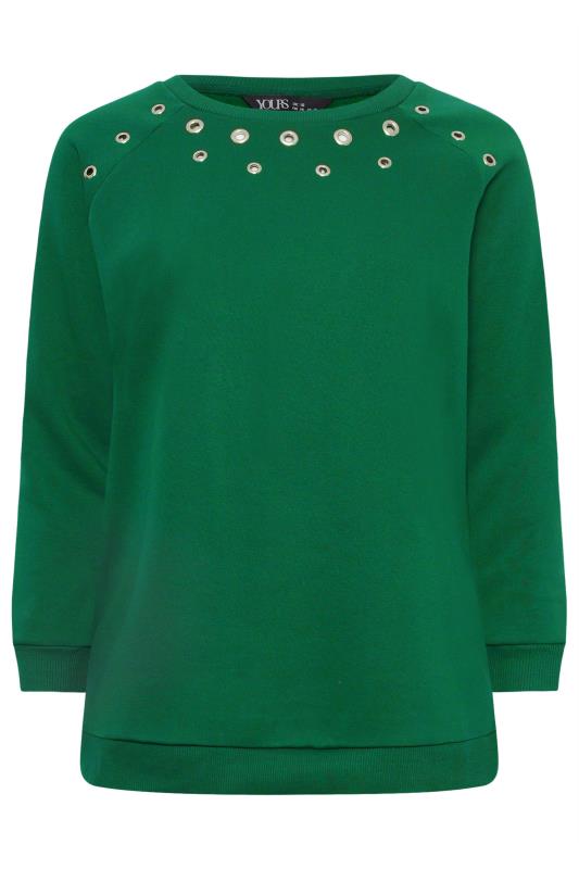 YOURS Curve Pine Green Eyelet Detail Sweatshirt | Yours Clothing 5