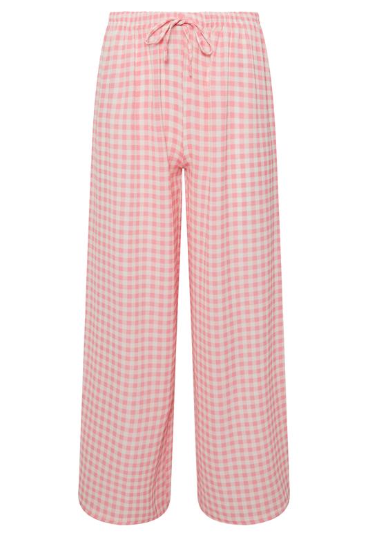 PixieGirl Petite Women's Pink Gingham Wide Leg Trousers | PixieGirl 5