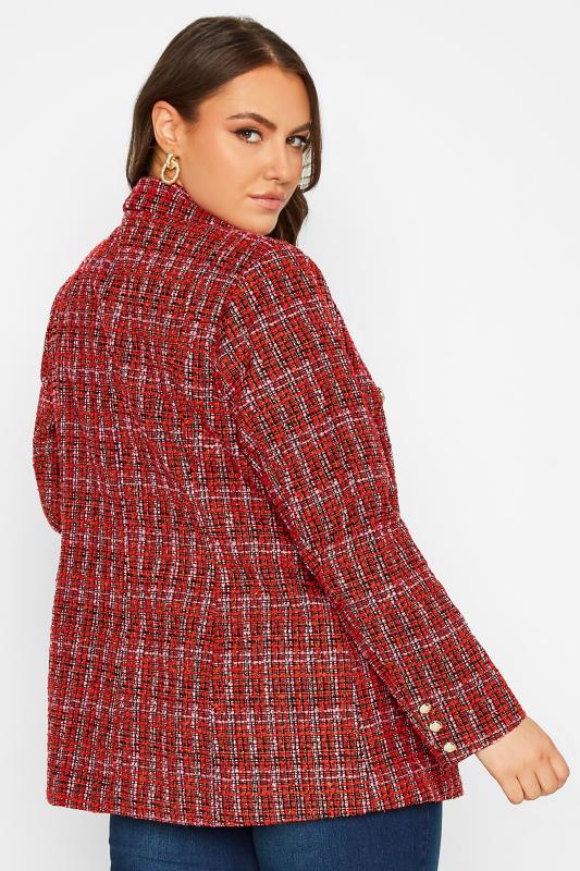 Plus Size Red Check Boucle Blazer | Yours Clothing 7