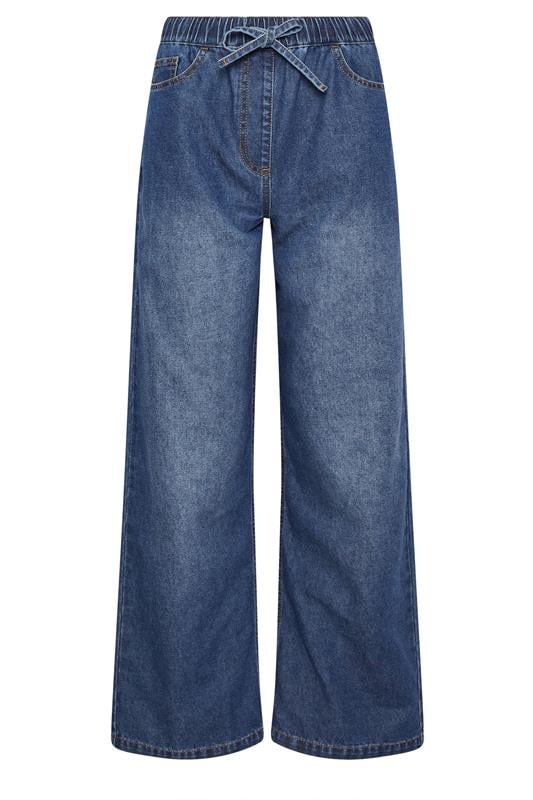 M&Co Blue Midwash Tie Waist Wide Leg Jeans | M&Co 5