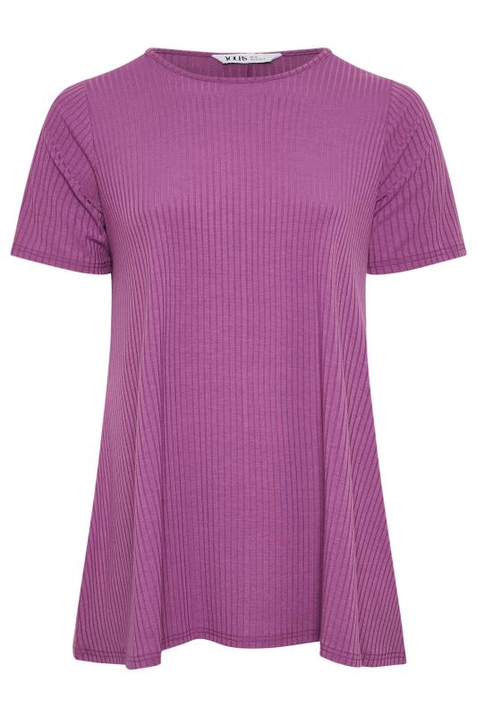 YOURS Plus Size Purple Ribbed T-Shirt | Yours Clothing 5