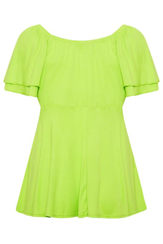 LIMITED COLLECTION Plus Size Lime Green Layered Sleeve Wrap Top | Yours Clothing 8