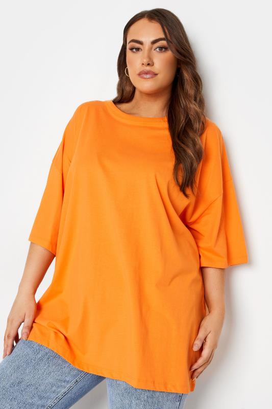 Plus Size Light Orange Oversized Boxy T-Shirt | Yours Clothing 4