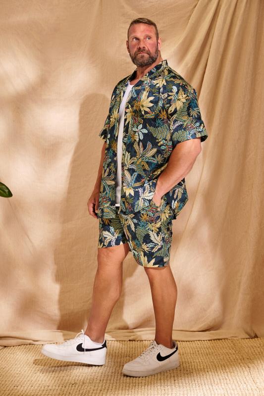 Men's  ESPIONAGE Big & Tall Green Jungle Print Shorts