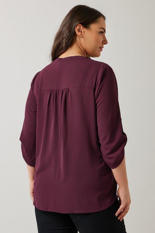 EVANS Plus Size Burgundy Red Pintuck Blouse | Evans  3