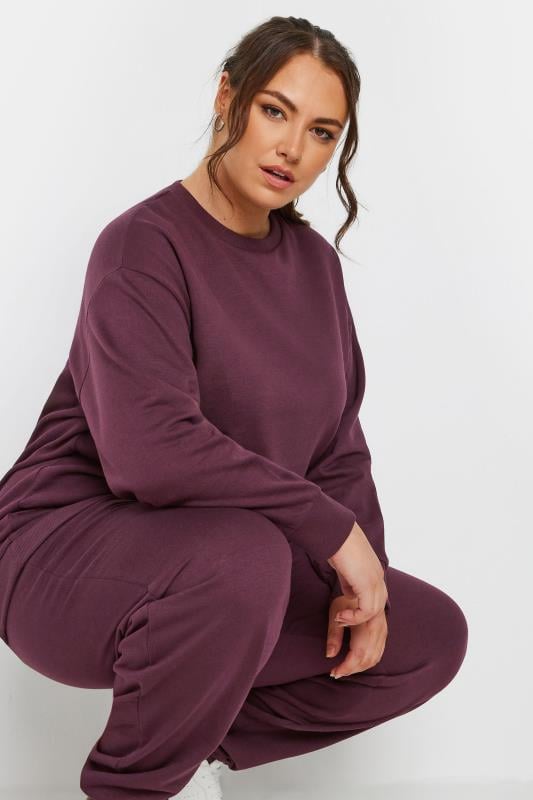  Grande Taille YOURS Curve Burgundy Red Crew Neck Sweatshirt