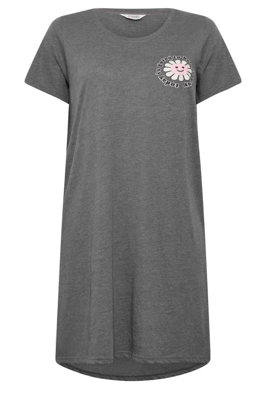 YOURS Plus Size Grey 'Today Is A Good Day' Daisy Print Nightdress | Yours Clothing 5