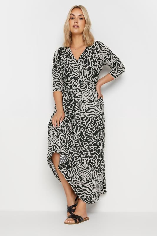 YOURS Plus Size Black Zebra Print Maxi Wrap Dress | Yours Clothing 2