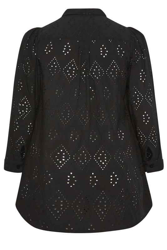YOURS Plus Size Black Broderie Shirt | Yours Clothing 7
