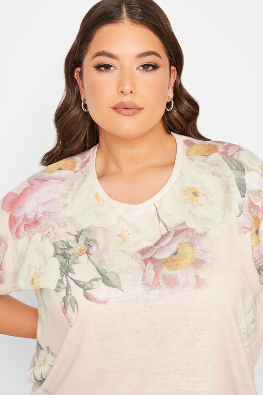 YOURS Curve Plus Size Light Pink Floral T-Shirt | Yours Clothing  4