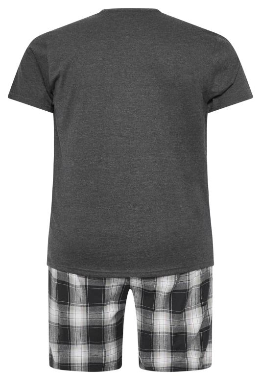 BadRhino Big & Tall Black Checked Shorts and T-Shirt Pyjama Set | BadRhino 4