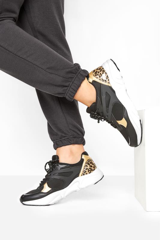 LIMITED COLLECTION Black Leopard Print Contrast Trainers In Wide Fit_A.jpg