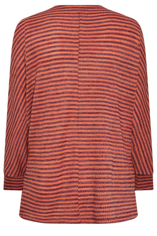 YOURS LUXURY Plus Size Orange Stripe Print Batwing Sleeve Tunic Top | Yours Clothing 8