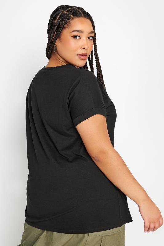 YOURS Plus Size Black Cut Out T-Shirt | Yours Clothing 3