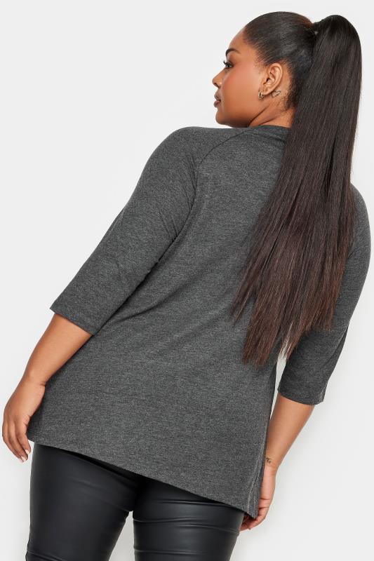 YOURS Plus Size Grey Lace Up Eyelet Top | Yours Clothing 3