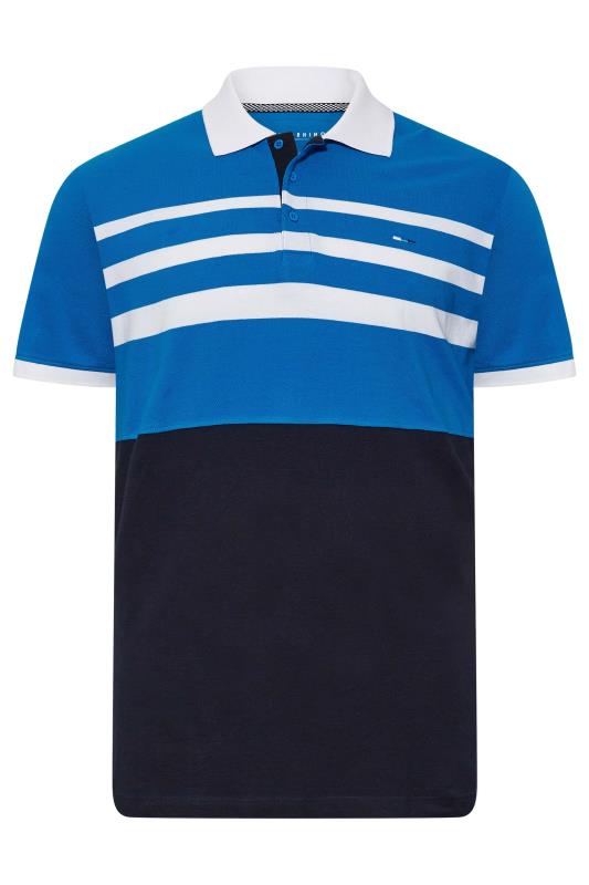 BadRhino Big & Tall Blue & Black Contrast Stripe Polo Shirt | BadRhino 3