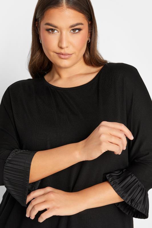 YOURS LUXURY Plus Size Curve Black Double Layer Pleated Blouse | Yours Clothing  4