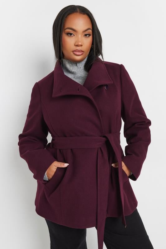 Plus Size  YOURS Curve Berry Red Short Wrap Formal Coat