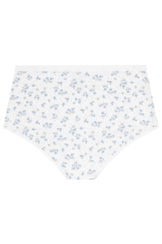 YOURS Plus Size 5 PACK Blue Floral Print Full Briefs | Yours Clothing 7