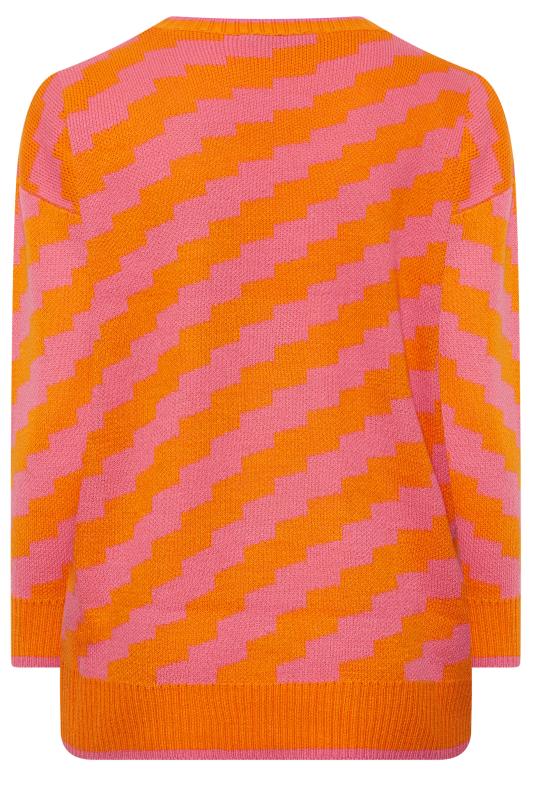 YOURS Plus Size Orange Stripe Jacquard Knit Jumper | Yours Clothing 7